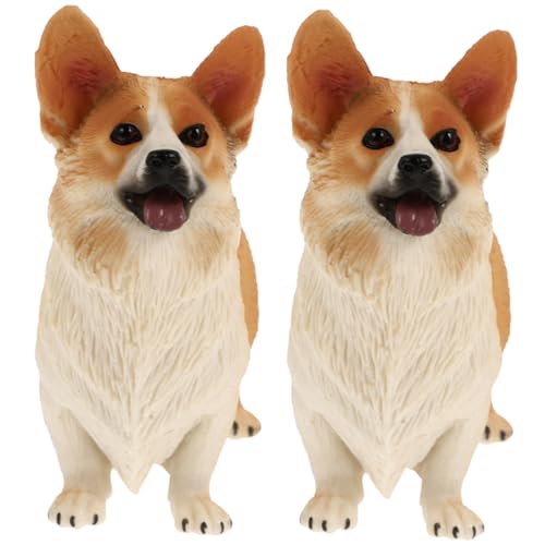 DECHOUS 2St Corgi-Hundeverzierung Animal Figures Dog Toy Hundestatue Dog Statue hundespielzeuge Hundefigur Plüsch züchten Welpe realistische Tierfigur Hundedekoration für zu Hause Plastik von DECHOUS