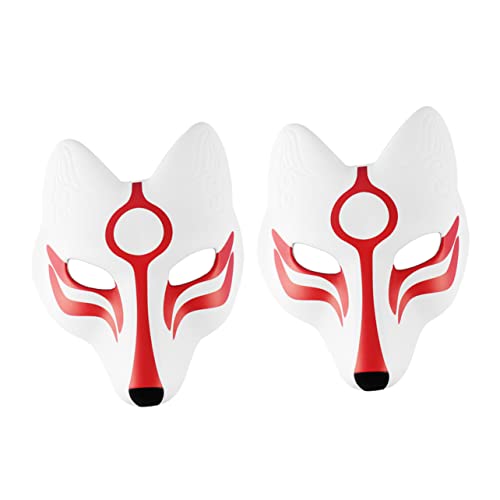 DECHOUS 2Stücke Fuchsmaske Für Erwachsene Weiße Cosplay Maske Dekorationsmaske Für Karneval Maskenball Und Kostümparty Partybedarf Für Fasching Und Halloween von DECHOUS