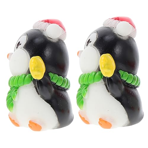 DECHOUS 2st Mikro-landschafts-pinguin-ornamente Tierfigur Mini-pinguin-figuren Meerestiermodell Pinguin-skulptur Auto-armaturenbrett- Miniatur-pinguinfiguren Zootiere Figur Green Harz von DECHOUS