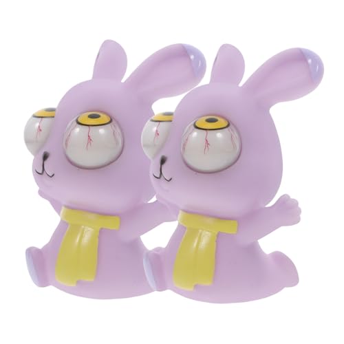 DECHOUS 2st Starrendes Kaninchen Katzenlöffel Haustiere Kaninchen-eierkorb Cartoon-korb Kit-statue Taschenkorb Aus Filz Kneifspielzeug Kleine Spielzeuge Hase Bausatz Pu Violet von DECHOUS