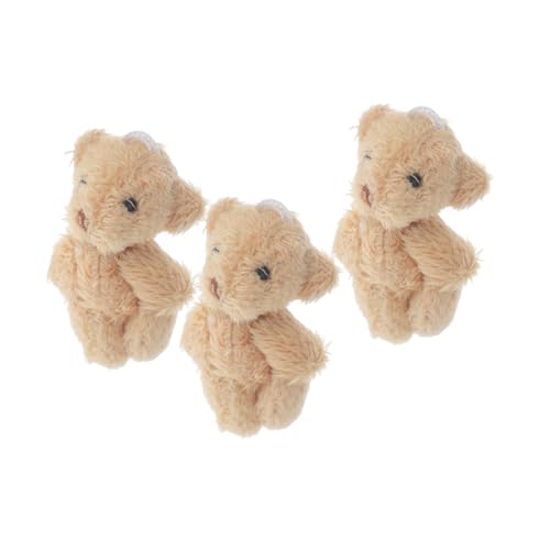 DECHOUS 3 Stück Teddybär Stofftier Weihnachtsminifiguren Miniaturlichter Minibären Tiere Puppenhaus-Tapete Dekoration Puppenhaus Zubehör Mini-Bär-Ornament Bär Figur Plüsch Khaki von DECHOUS