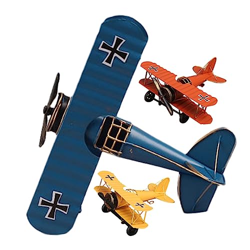 DECHOUS 3st Flugzeugmodell Ornament Desktop-doppeldecker Mini-Flugzeug Flugzeugmodell Aus Dem Ersten Weltkrieg Doppeldecker Aus Eisen Antike Flugzeugmodelle Auto Model Metall Weinschrank von DECHOUS