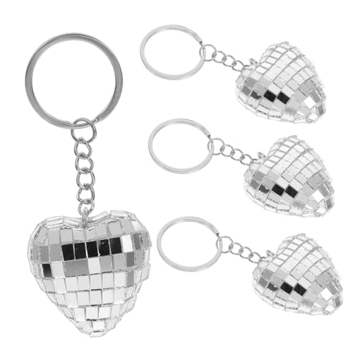 DECHOUS 4 Stück Disco Schlüsselanhänger Disco Kugel Schlüsselanhänger Ornament DIY Zubehör Spiegel Disco Kugel Schlüsselanhänger Tragbare Schlüsselanhänger Ornament Multifunktions von DECHOUS