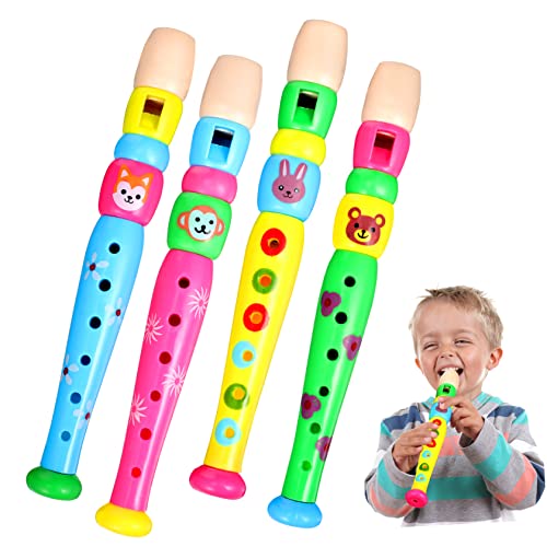 DECHOUS 4 Stück Flöten Set Aus Kunststoff – Ideal Für Ab 3 Jahren - Lernspielzeug Und Musikinstrument Für Die Musikalische Früherziehung - Bunte Flöten Für Kleine Musiker von DECHOUS