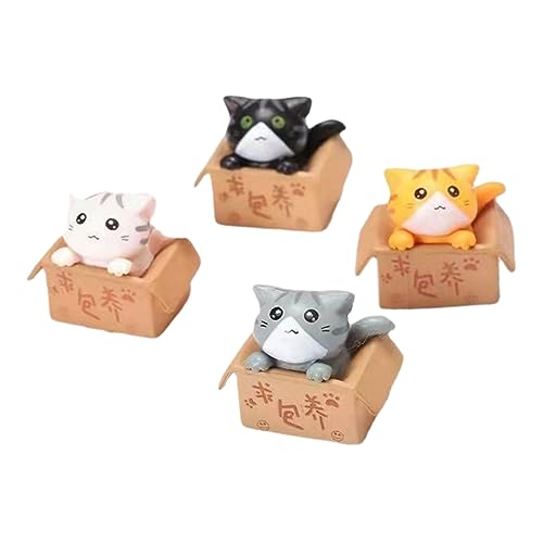 DECHOUS 4 Stück Miniaturkatze schmücken für Katzen Mini-Kätzchen-Figur kleine Kätzchenfiguren wohnraumdeko miniaturfiguren car Decor Mini-Katzenfigur Mikrolandschaftskätzchen PVC von DECHOUS