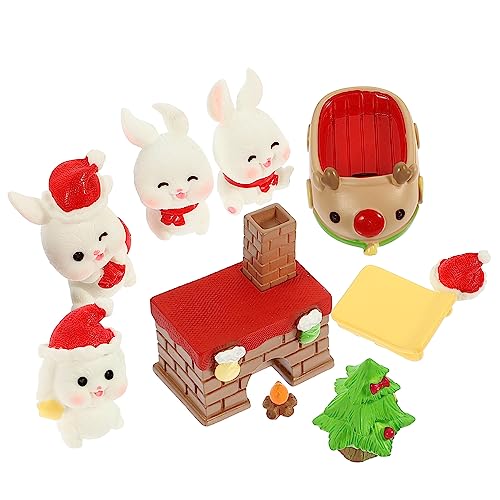 DECHOUS 40 STK Miniaturfiguren Harz Kaninchen Miniaturen Mini-Hasenfigur Schlitten Dekor Ornament Mini-Tischfigur Mini-Kaninchen Tier Skulptur Geschenk Zubehör Charme von DECHOUS