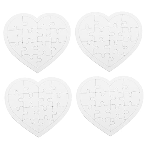 DECHOUS 4er Set Blanko-Puzzle Herzen Zum Bemalen - DIY Puzzleteile Zum Dekorieren Und Gestalten Ideal Für Kreative Bastelprojekte Und Personalisierte von DECHOUS