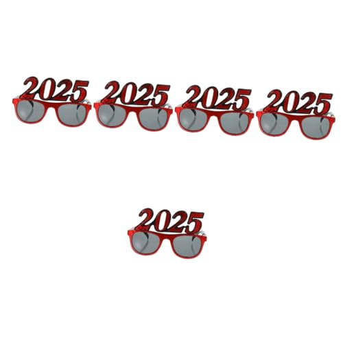 DECHOUS 5 Stück 2025 2025 Brille Silvesterbrille Grad Partybrille Brillen für das neue Jahr 2025 Partyzubehör coole brille Spaßbrille Anzahl Brillen Kostümzubehör für das neue Jahr Stk rot von DECHOUS
