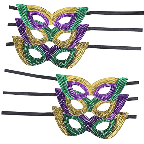 DECHOUS 6 Stück Karnevalsmaske Grimassenkostüm Masken Maskerade Cosplay-maske Kostüm Maske Frauenmaske Halloween-maske Party-maske Dekorative Maske Karneval Liefert Pailletten von DECHOUS