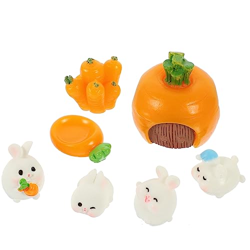 DECHOUS 7 Stück Mini Kaninchen Und Karotten Set Niedliche Miniatur Tiermodelle Für Kreative Bastelprojekte Und Deko Perfekt Für Kinderzimmer Und Geschenkidee von DECHOUS