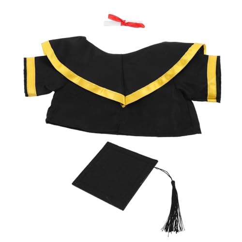 DECHOUS Abschlussbär-outfit Kuscheltier Mütze Plüschtier-abschlussoutfit Abschlussbärenkleidung Puppe-abschlusskappe Und -abschlusskleid Grad-hut- Mütze Und Mantel Stoff Black von DECHOUS