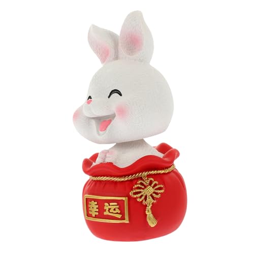 DECHOUS Bobble Money Bag Kaninchen Reichtum Figur Kaninchenbett Tanz Figur Spielzeuggarten Kaninchen Statuen Desktop Weiße Kaninchenfigur von DECHOUS