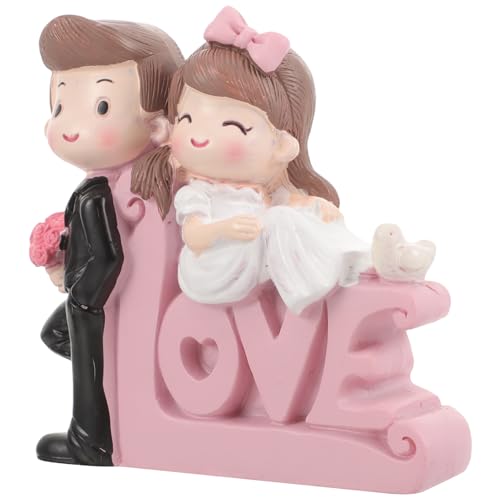 DECHOUS Braut- Und Bräutigam-Figur Für Hochzeitstorte Kleine Harz-Paar-Puppenstatue Romantische Valentinstag-Party-Ornament Brautparty Verlobungsdekoration von DECHOUS