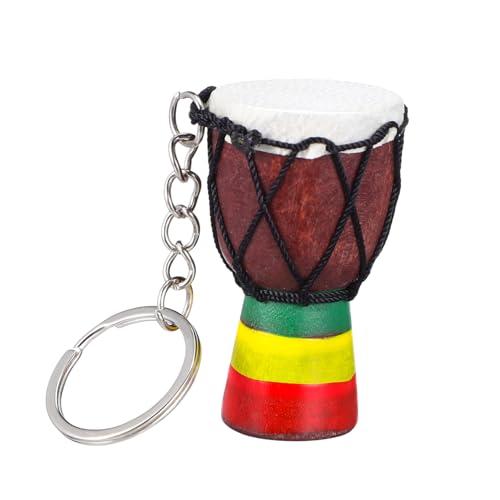 DECHOUS Djembe-Schlüsselanhänger Taschentrommel Trommelgurt Musikinstrument Schlüsselanhänger Schlüsselanhänger-Zubehör für Musikliebhaber Musikalischer Anhänger Holz von DECHOUS