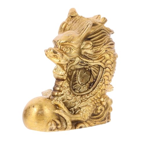 DECHOUS Drachenverzierung Figuren Sternzeichen Tierfigur Auto Dashboard - Drachendekor 2024 Jahr der Drachenfigur Zarte Tischdrachenstatue Drachenschmuck Bürodekor Kupfer Golden von DECHOUS