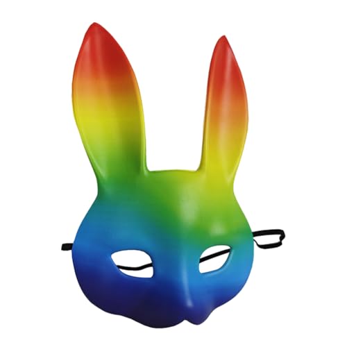 DECHOUS Halloween-Tiermaske 3D-Regenbogen-Hasenmaske Lgbtq-Maskerade Hasenohr-Kaninchenmaske Weihnachtsfeier-Maske Für Frauen Erwachsene Vorabend-Partykostüm von DECHOUS