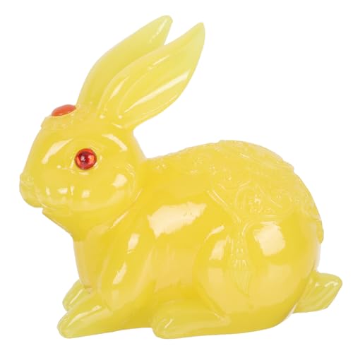 DECHOUS Jade-Kaninchen-Ornament Weißer Hase Porzellanhase Zubehör Für Meerschweinchen Plüschtiere Mini-Kaninchen Kostüm Bunny Tischdekor Figuren Heimfigur Kuchen Hasen Rennmaus Yellow Harz von DECHOUS