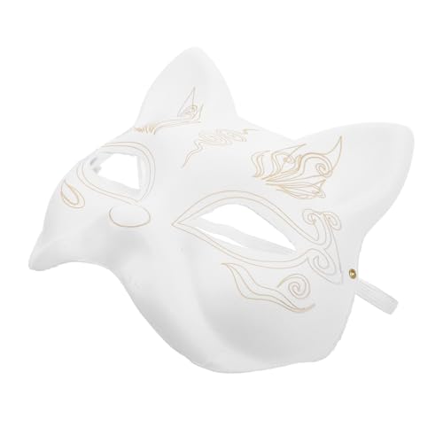 DECHOUS Katze Gesichtsmaske für Katze Katzen-Spa-Stirnband Cyber-Maske Halloween-Maske Halloween Maske Maskerade Maske weiß Weiße Maskerademaske zum Selbermachen Papier von DECHOUS