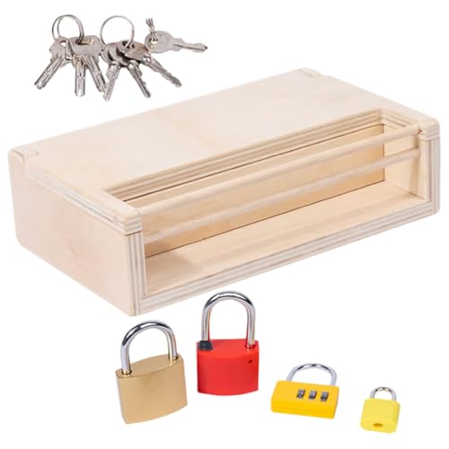 DECHOUS Key- Und Lock -Spielzeug Für Kleinkinder Holzkasten Mit Metallschlüsseln Lock Early Learning Toys Entwickeln Feine Motorische Fähigkeiten Für Kinder Im Vorschulkinder von DECHOUS