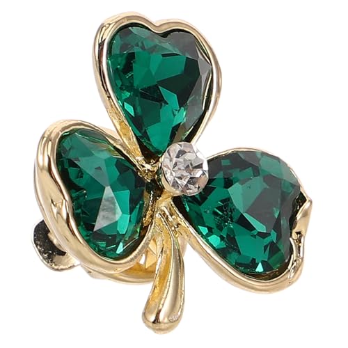 DECHOUS Kleeblatt-Brosche Damenbrosche St. Patricks Day-Pin Perlen-Sicherheitsnadel Blatt Brosche grüne Blattnadel Sicherheitsbrosche Kleeblatt-Pin-Gefälligkeiten Glas Dark Green von DECHOUS