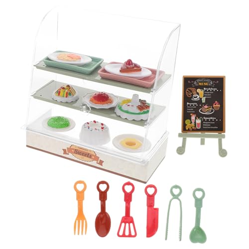 DECHOUS Miniatur-bäckerei-kuchenständer, Puppenhaus-kuchenschrank, Spielzeug, Realistisches Lebensmittel-Set, Display Mit Miniatur-besteck, Desserts Für Kinder, Rollenspielküche von DECHOUS