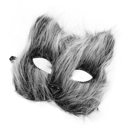 DECHOUS Therian-Maske Fuchs Halbe Gesichtsmaske Kostüm Fuchs Make-Up-Maske Tiermaske Maskerade-Masken Für Kostümpartys Schwarz von DECHOUS