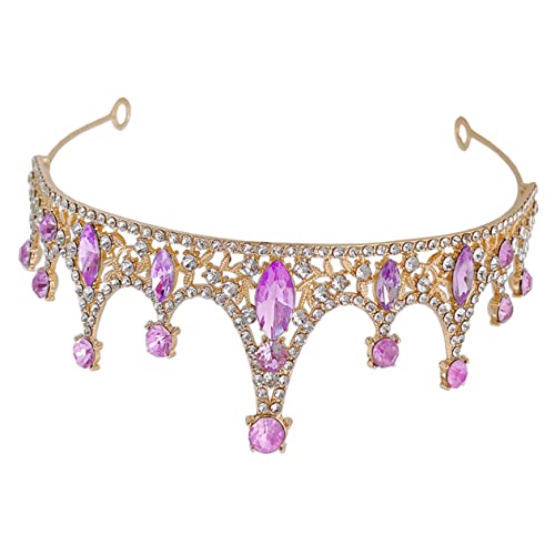 DECHOUS Tiara Stirnbänder Mit Strasskronen Damen Stirnbänder Prinzessinnengeschenke Kronen-stirnband Für Damen Strass-stirnband Strass-accessoires Für Frauen Rosa Violett Zinklegierung von DECHOUS