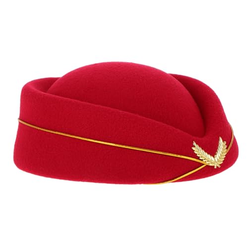 DECHOUS Verstellbarer Damen Stewardess Hut aus Weichem Kunstfilz für Bühnenauftritte Cosplay und Mottopartys Einstellbare Tiefroter Hüte Frauen DECHOUS Verstellbarer Damen Stewardess Hut aus Weichem Kunstfilz für Bühnenauftritte Cosplay und Mottopartys Einstellbare Tiefroter Hüte Frauen von DECHOUS