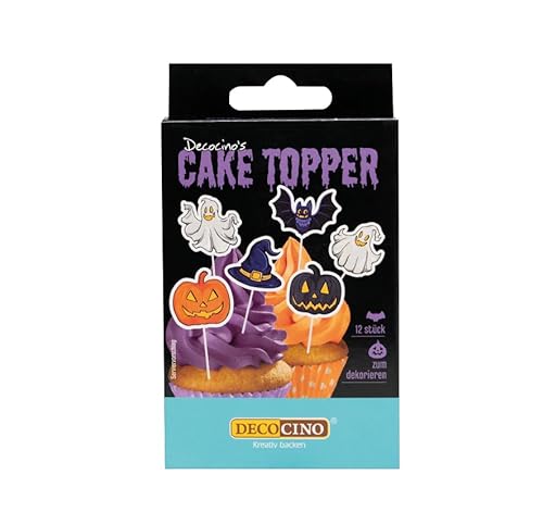 DECOCINO Cake Topper Halloween 12 Stück - Halloween Partys werden zur perfekten Feier, Fledermaus, Geist, Totenkopf, ideal für Mottopartys DECOCINO Cake Topper Halloween 12 Stück - Halloween Partys werden zur perfekten Feier, Fledermaus, Geist, Totenkopf, ideal für Mottopartys von DECOCINO