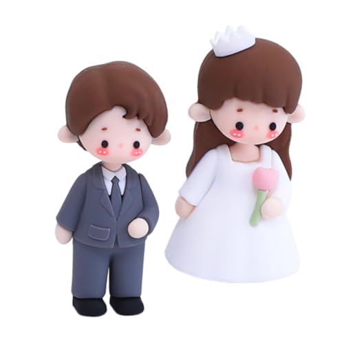 DECOMELODY 2St Hochzeitstorte-Puppe brautpaar figuren lustige Hochzeitstortenaufsätze Herr Frau Tortenaufsatz Hochzeitsaufsätze für Kuchen Braut und Bräutigam Vorspeise Topper weiches Gummi von DECOMELODY