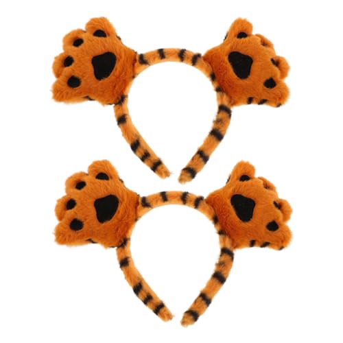 DECOMELODY 2St Plüschiger kleiner Tigerkopfschmuck Tier-Stirnband Tiger-Requisiten Plüsch Tiger Kopfband Halloween Cosplay Haarband Halloween-Party-Stirnbänder Tigerohren Haarband Plastik von DECOMELODY