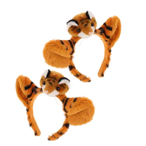 DECOMELODY 2St Plüschiger kleiner Tigerkopfschmuck Tigerkostüm-Stirnbänder Tiger-Cartoon-Stirnband Cartoon-Tiger-Stirnband Kopfbedeckung mit Tigerohren aus Plüsch Tigerohr-Kostüm Plastik von DECOMELODY