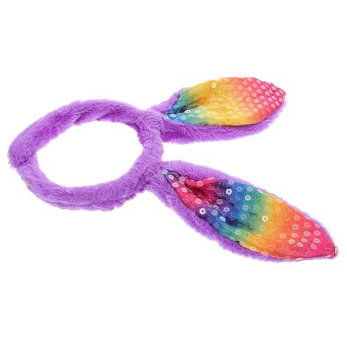 DECOMELODY Hasenohr Stirnband Glitzernde Hasenohren Osteraccessoires Hasenohren Haushaltsringe Plüsch-Kaninchen-Stirnbänder -Accessoire Hasenohren Kopfschmuck Stoff Violett von DECOMELODY