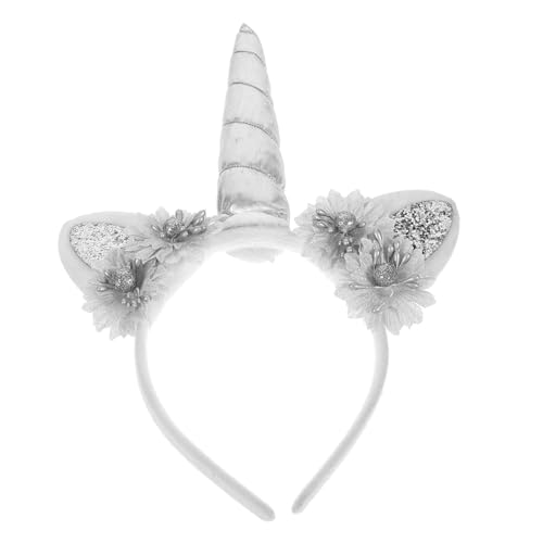 DECOMELODY Unicorn Stirnband Mädchen mit Blumen Leichtes Bequemes Einhorn Haarreif für Party Kostüm Geburtstagsdeko und Foto Requisit Silber graues Performance Headpiece für Festlichkeiten DECOMELODY Unicorn Stirnband Mädchen mit Blumen Leichtes Bequemes Einhorn Haarreif für Party Kostüm Geburtstagsdeko und Foto Requisit Silber graues Performance Headpiece für Festlichkeiten von DECOMELODY