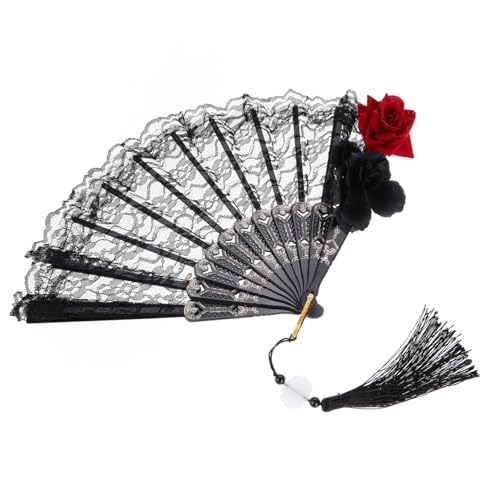 DECOMELODY Victorian Spitzen handfächer mit Zarter Spitze und Anhänger Schwarzer Faltbarer Handfächer für Halloween Gothic Lolita Tanz und Viktorianische Kostüm events DECOMELODY Victorian Spitzen handfächer mit Zarter Spitze und Anhänger Schwarzer Faltbarer Handfächer für Halloween Gothic Lolita Tanz und Viktorianische Kostüm events von DECOMELODY