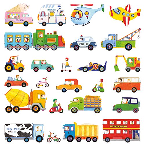 DECOWALL DW-1405 25 Transporte Autos Fahrzeuge Wandtattoo Wandsticker Wandaufkleber Wanddeko für Wohnzimmer Schlafzimmer Kinderzimmer babyzimmer von DECOWALL