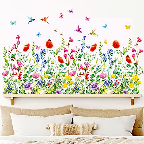 DECOWALL SG-2114 Garten Blumen Wandaufkleber Vogel Schmetterling Wandtattoo Abziehen und Aufkleben Abnehmbar für Schlafzimmer Wohnzimmer Büro Wanddeko von DECOWALL