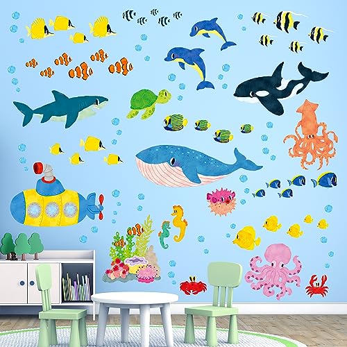 DECOWALL DS9-2014 Unter dem Meer Wandaufkleber Wandtattoo Fisch Ozean Fische Seetang Wandsticker Abnehmbar für Kinder Kinderzimmer Babyzimmer Schlafzimmer Wohnzimmer Badezimmer Wanddeko von DECOWALL