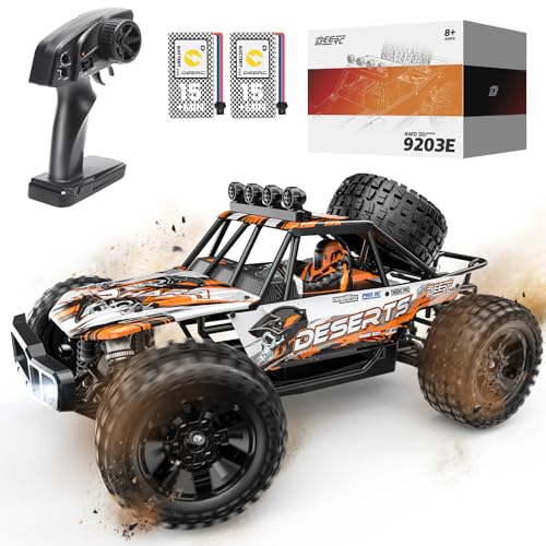 DEERC 1:10 Ferngesteuertes Auto für Erwachsene und Jungen, 30 km/h Geschwindigkeit, 4x4 RC Monster Truck mit Lichtern, 2,4 GHz ferngesteuertes Offroad-Autospielzeug für 30 Minuten Spaß von DEERC