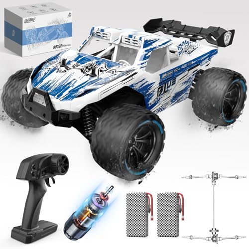 DEERC 9003E 1:14 RC-All-Terrain-Autos, 40 km/h Hochgeschwindigkeits-Offroad-RC-Truck, 4WD-Fernsteuerungsauto mit 2 Lithium-Ionen-Akkus, schnelles Monstertruck-Spielzeug für Kinder und Erwachsene von DEERC