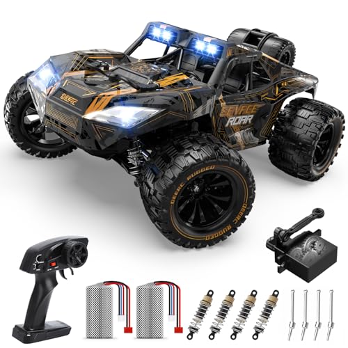 DEERC 1:14 Schnelles RC-Geländeauto, 40 km/h Hochgeschwindigkeits-RC-Truck mit LED-Scheinwerfer für Jungen, Offroad-2,4-GHz-4x4-Fernsteuerungsauto, Monstertruck-Spielzeug, 2 Batterien von DEERC