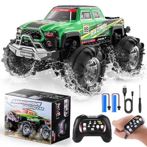 DEERC Amphibischer RC-Monstertruck/Boot, IPX7 wasserdichtes ferngesteuertes Auto mit Gestensteuerung, 2.4GHz 4WD RC-Auto mit 360°Drehung, LED-Licht, 40 Minuten Spielzeit, Spielzeug für Kinder von 6–12 DEERC Amphibischer RC-Monstertruck/Boot, IPX7 wasserdichtes ferngesteuertes Auto mit Gestensteuerung, 2.4GHz 4WD RC-Auto mit 360°Drehung, LED-Licht, 40 Minuten Spielzeit, Spielzeug für Kinder von 6–12 von DEERC