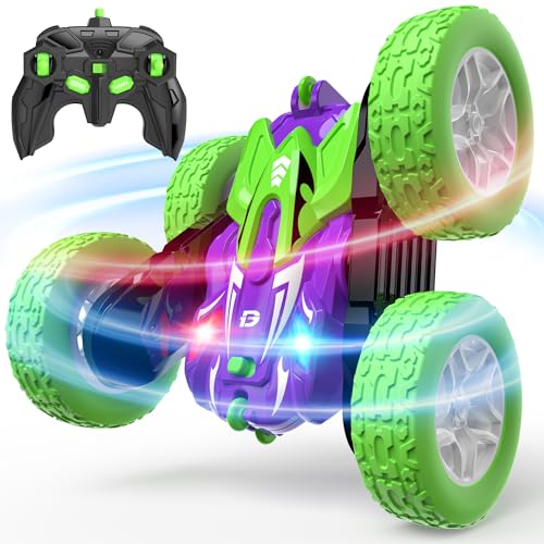 DEERC Ferngesteuertes Auto, RC Auto Spielzeug 360° Überschlag, 2.4GHz RC Stuntauto mit LED Licht, 4WD All Terrain Offroad Crawler 2 Akkus 40 Minuten für Kinder Mädchen ab 6 Jahren Geschenke von DEERC