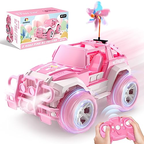 DEERC Ferngesteuertes Auto Rosa, 1:18 SUV RC Auto mit LED-Scheinwerfern, 2,4 GHz, Monster Trucks Off-Road Crawler, Geschenke für Mädchen ab 6 Jahren von DEERC