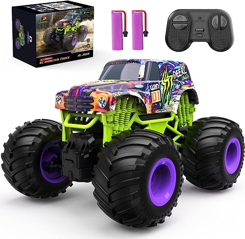 DEERC Ferngesteuertes Auto 1:16, Monster Trucks 2,4 GHz Off-Road Crawler mit Großen Reifen, 2 Akkus 40 Spielzeit, Ferngesteuerte Fahrzeuge Geschenke für Jungen und Mädchen, Kinder ab 8 Jahren von DEERC