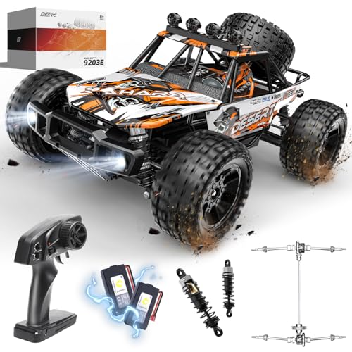 DEERC Ferngesteuertes Auto 1:10 Maßstab für Erwachsene & Jungen, 48 KM/H 4X4 Hobby RC Monster Truck mit Lichtern, 2 Batterien für 30mins Spaß, 2.4 GHz All Terrain RC Auto von DEERC