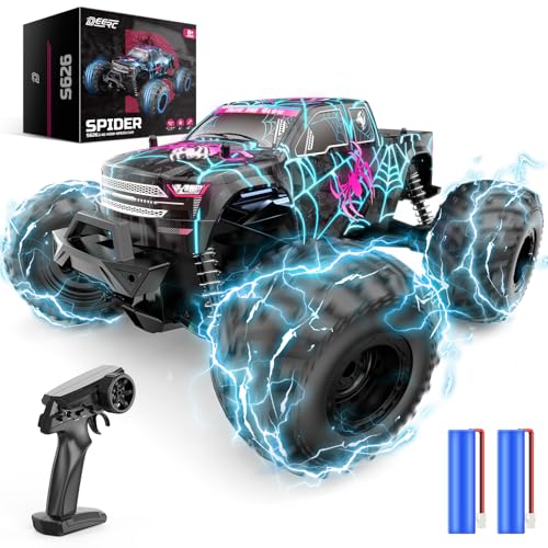 DEERC Ferngesteuertes Auto für Jungen, 2,4 GHz leuchtende RC-Autos mit 2 wiederaufladbaren Batterien für 40 Minuten Spielzeit, Offroad-Monstertruck-Spielzeug für Jungen und Kinder ab 8 Jahren von DEERC