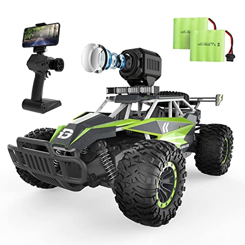 DEERC Ferngesteuertes Auto 1:16 RC Truck mit 1080P Kamera Foto WiFi Übertragung 2.4Ghz 2 Akku 60 Minuten Spielzeit Offroad Truggy für Erwachsene und Kinder von DEERC