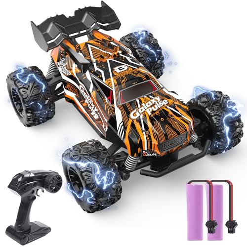 DEERC Ferngesteuertes Auto, 2.4Ghz Leuchtende RC Autos mit 2 wiederaufladbaren Batterien für 40 Minuten Spielzeit, All Terrain Off-Road Monster Truck Spielzeug für Jungen Kinder ab 8 Jahren von DEERC