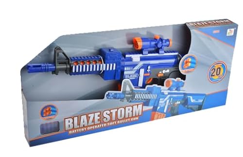 BLAZE STORM Spielzeugpistole mit Batteriemotor und Softdarts von DEEXTEK